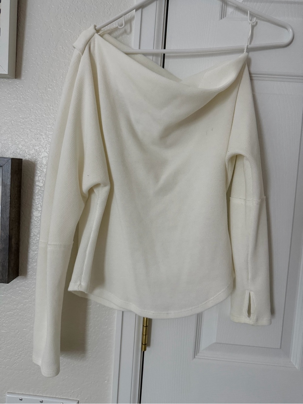 We The Free Cream Off-Shoulder Lightweight Knit Sweater